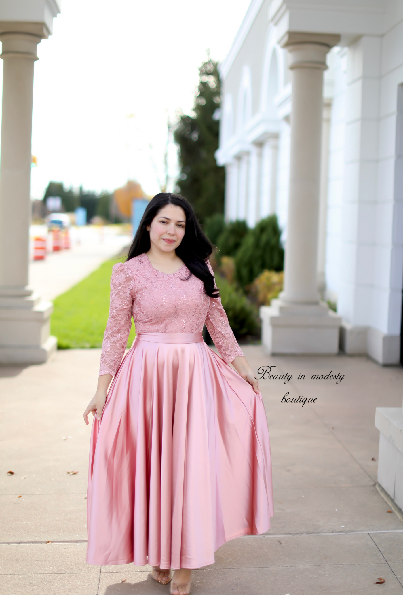 Anniversary Satin Pink Maxi Dress