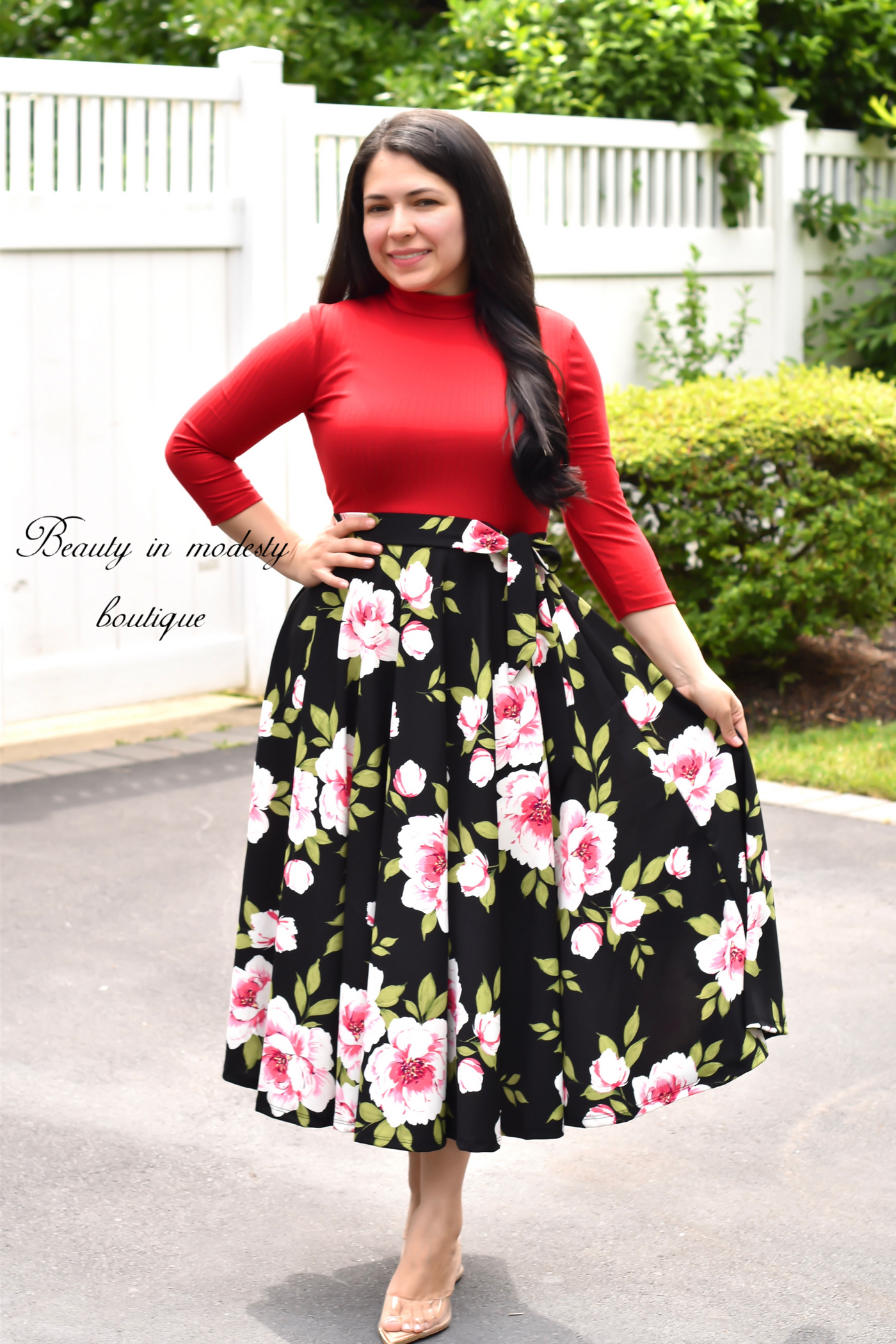 Darling Red/Black Midi Dress