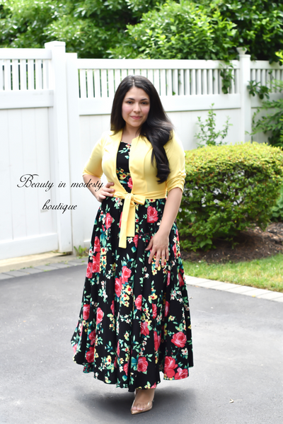 Maxima Yellow/Black Maxi Dress