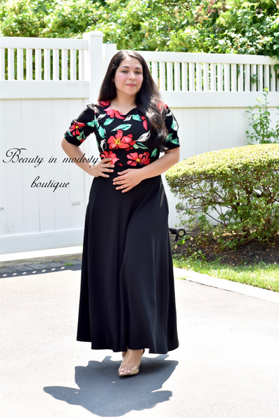 Promo Floral/Black Maxi Dress