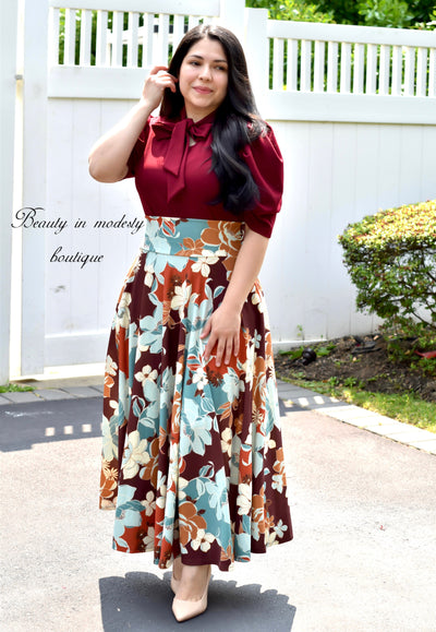 Burgundyoral Maxi Skirt