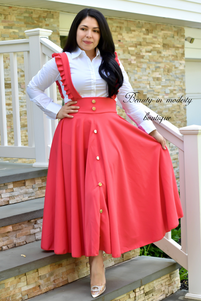 Ruffles Coral Jumper Skirt
