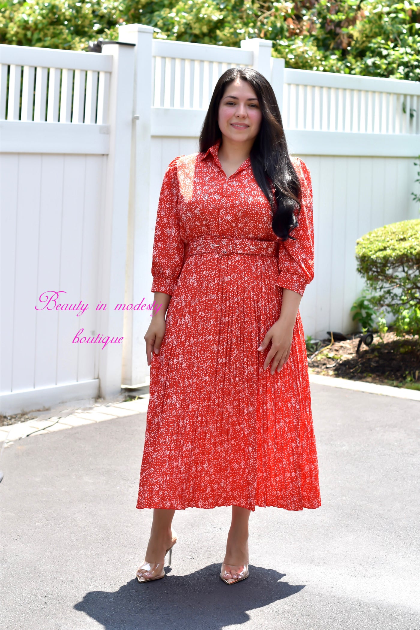 Madeline Red Midi Dress