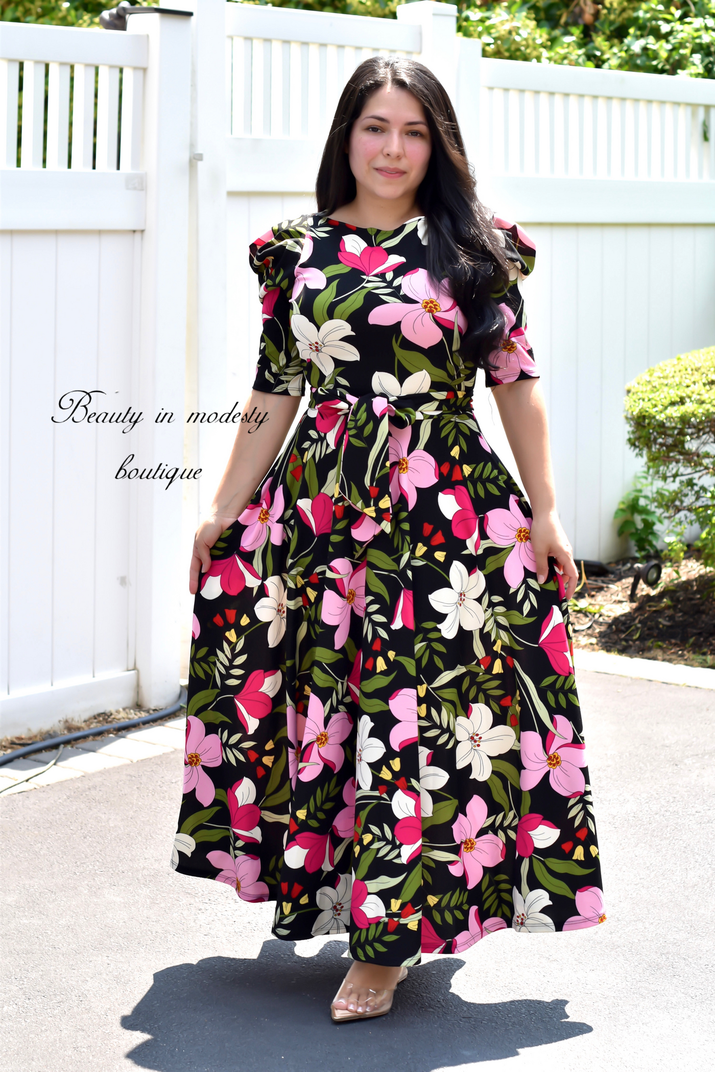 Kellya Black Floral Maxi Dress