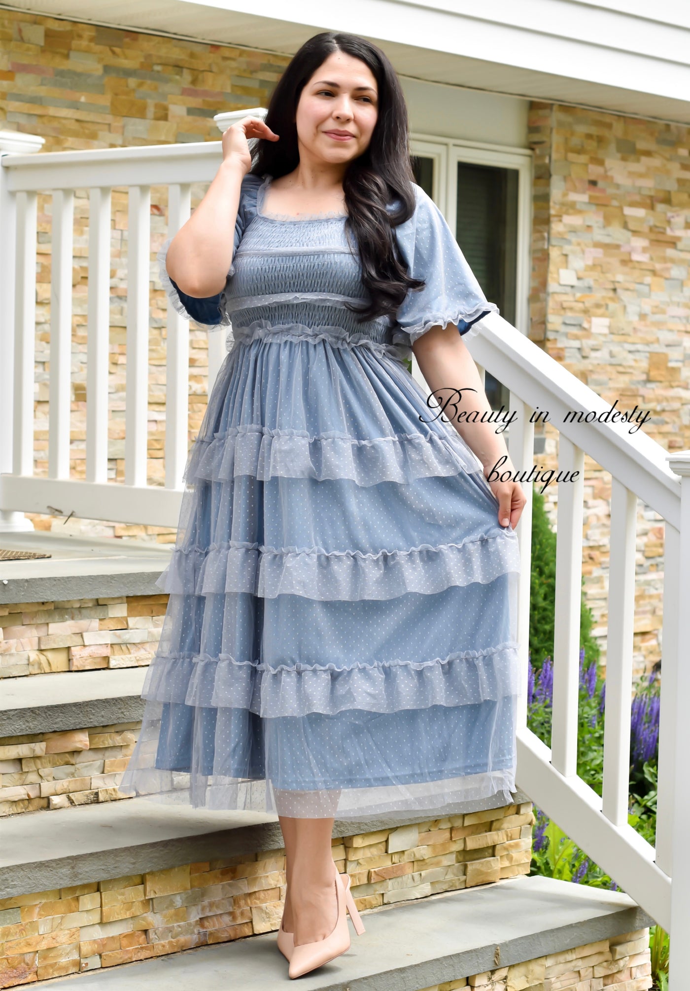 Darling Dusty Blue Midi Dress