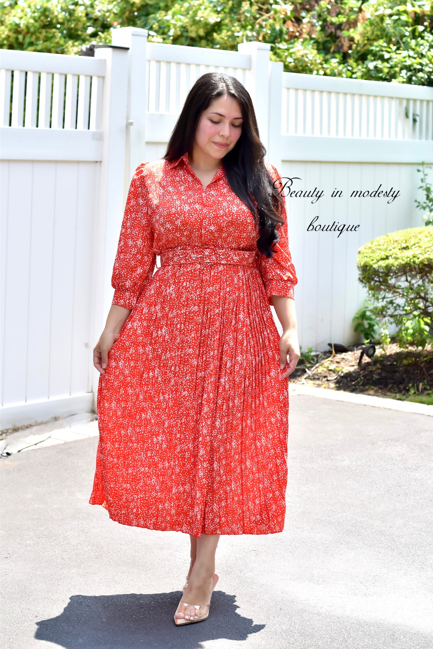 Madeline Red Midi Dress