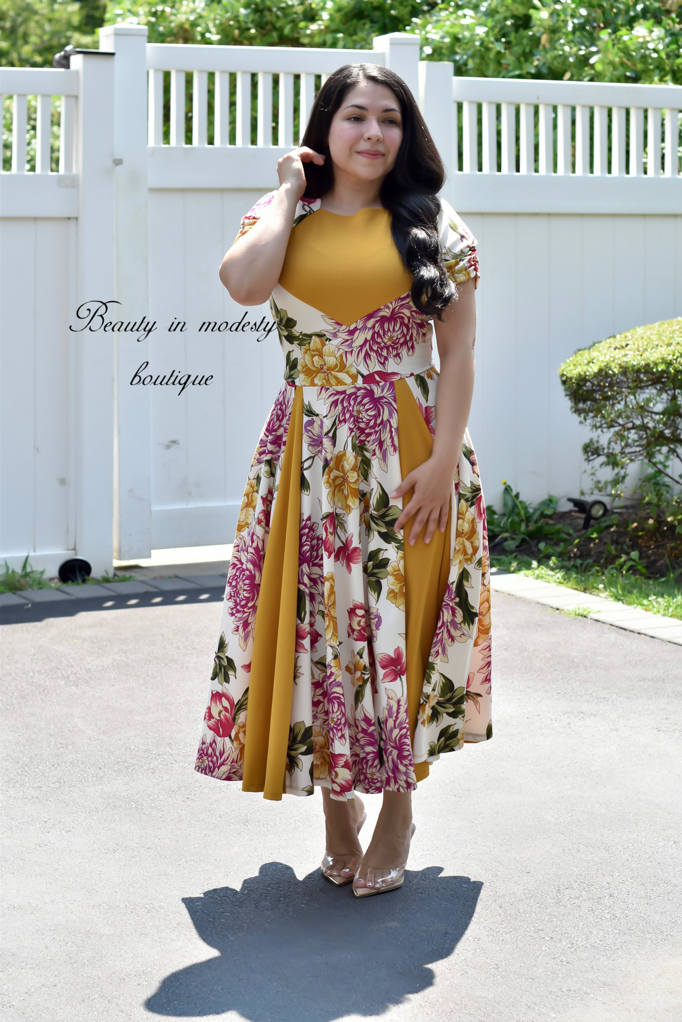 Lexie Floral/Mustard Midi Dress