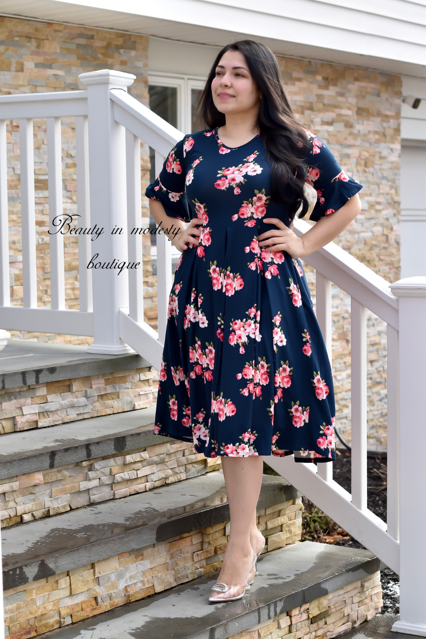 Soft Navy Midi Dress