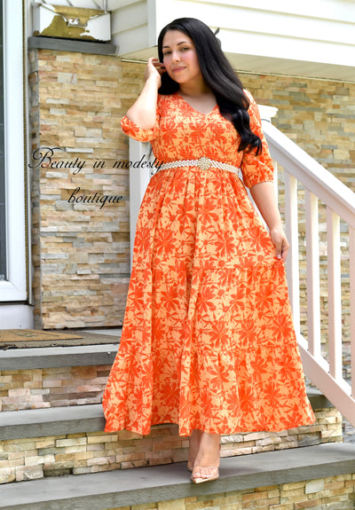 Paula Orange Maxi Dress