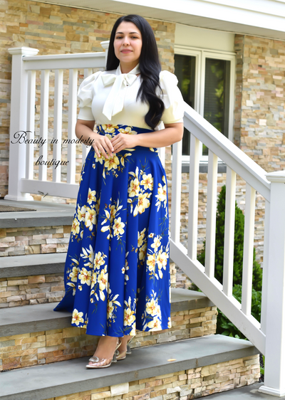 Gold Blue Maxi Skirt
