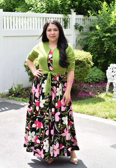 Maxima Green/Black Maxi Dress