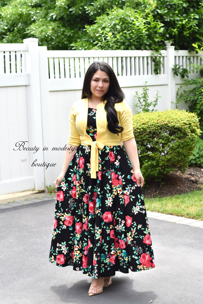 Maxima Yellow/Black Maxi Dress