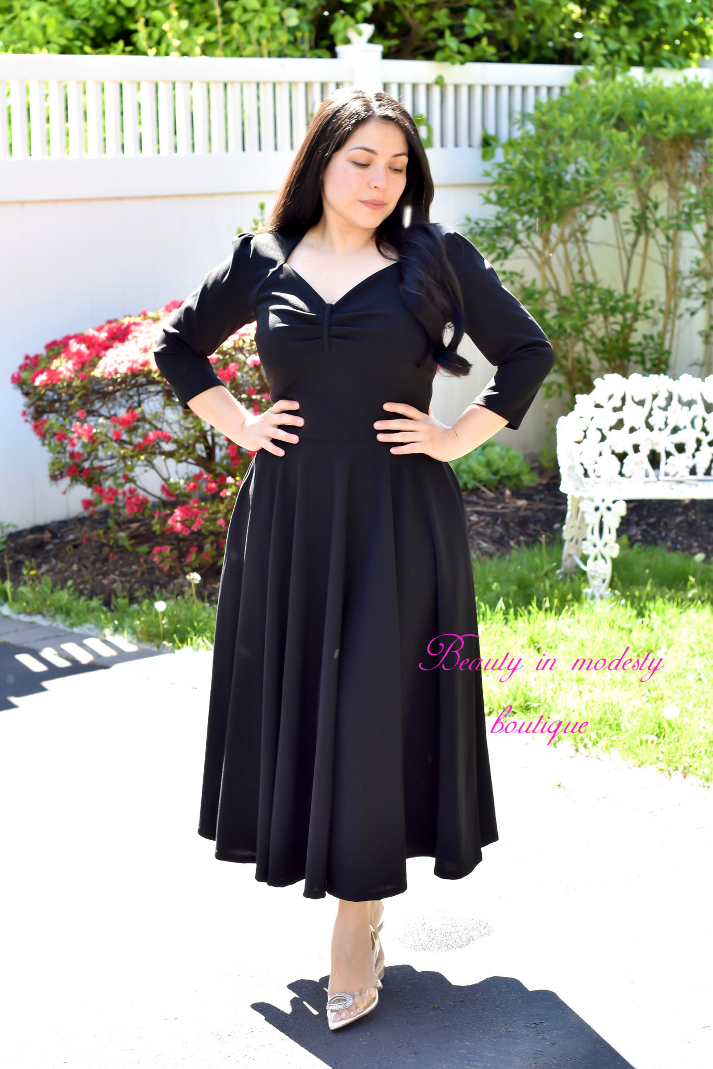 Black Sweetheart Midi Dress