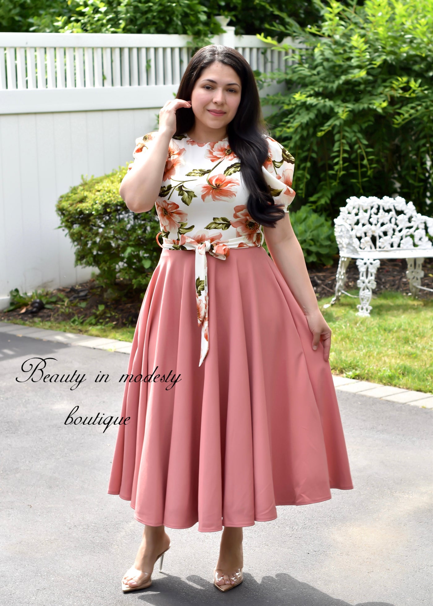 Litzy Ivory Rose Midi Dress