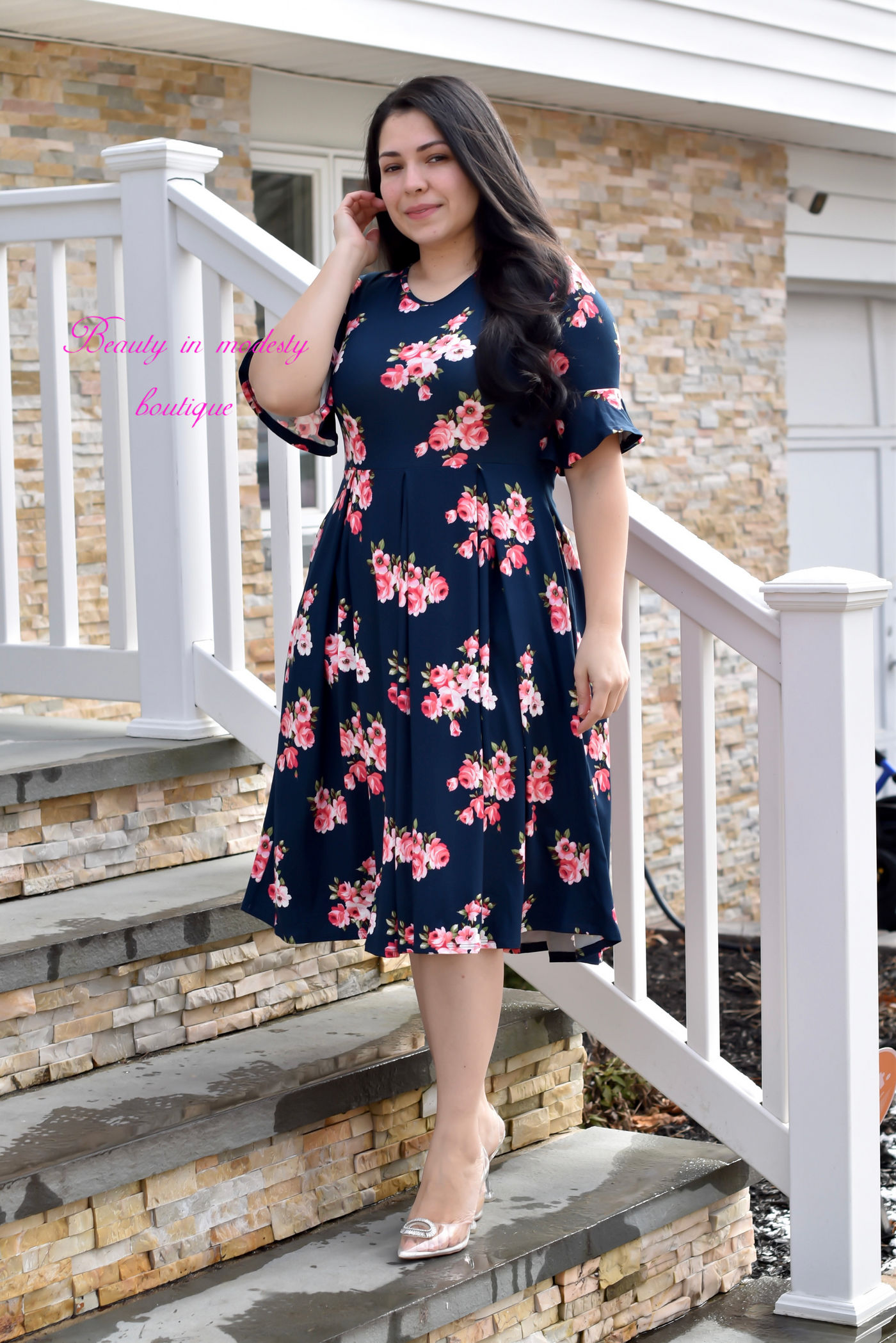 Soft Navy Midi Dress