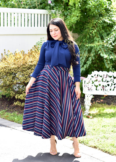 Carolina Navy Midi Dress