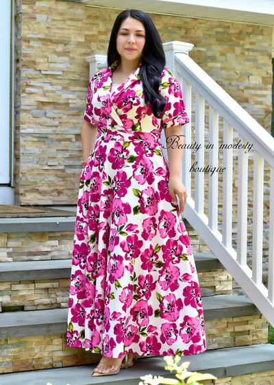 Nailah Rosas Ivory Floral Maxi Dress