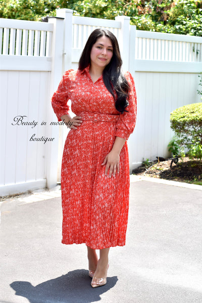 Madeline Red Midi Dress