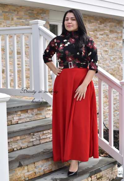 Floral/Red Maxi Dress