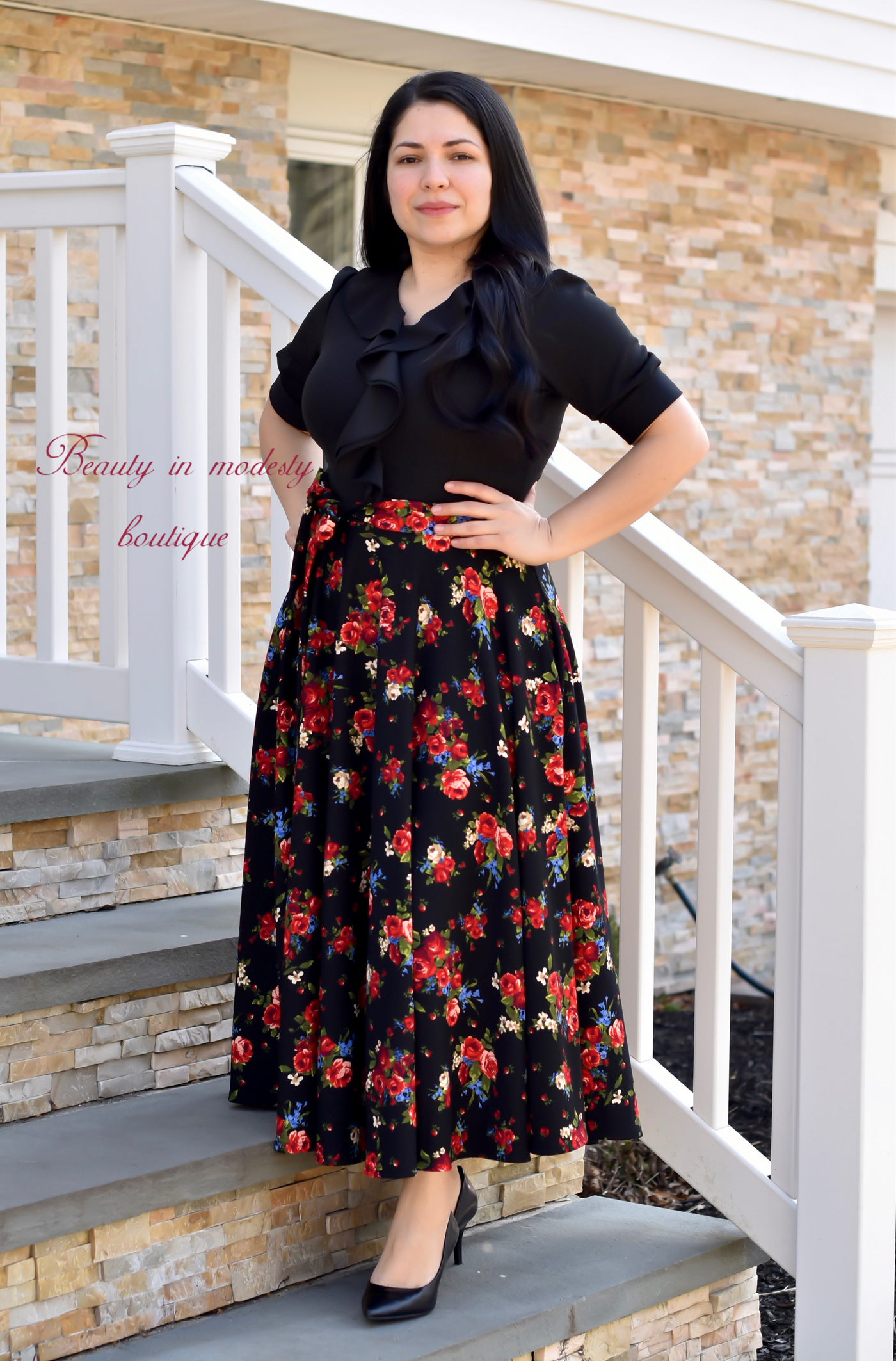 Amalia Black Midi Dress