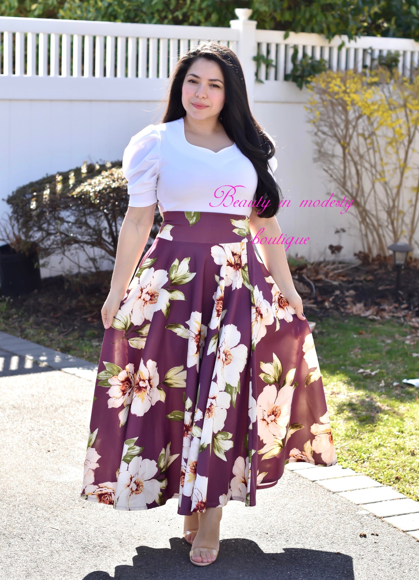 Mauve Floral Maxi Skirt
