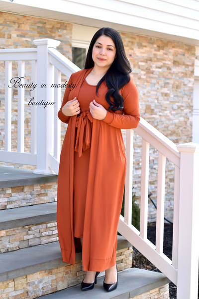 Rust Midi Dress Set