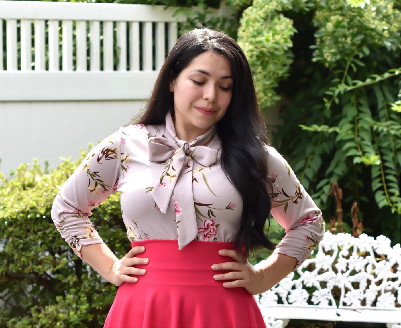 Beige Floral Bow Top