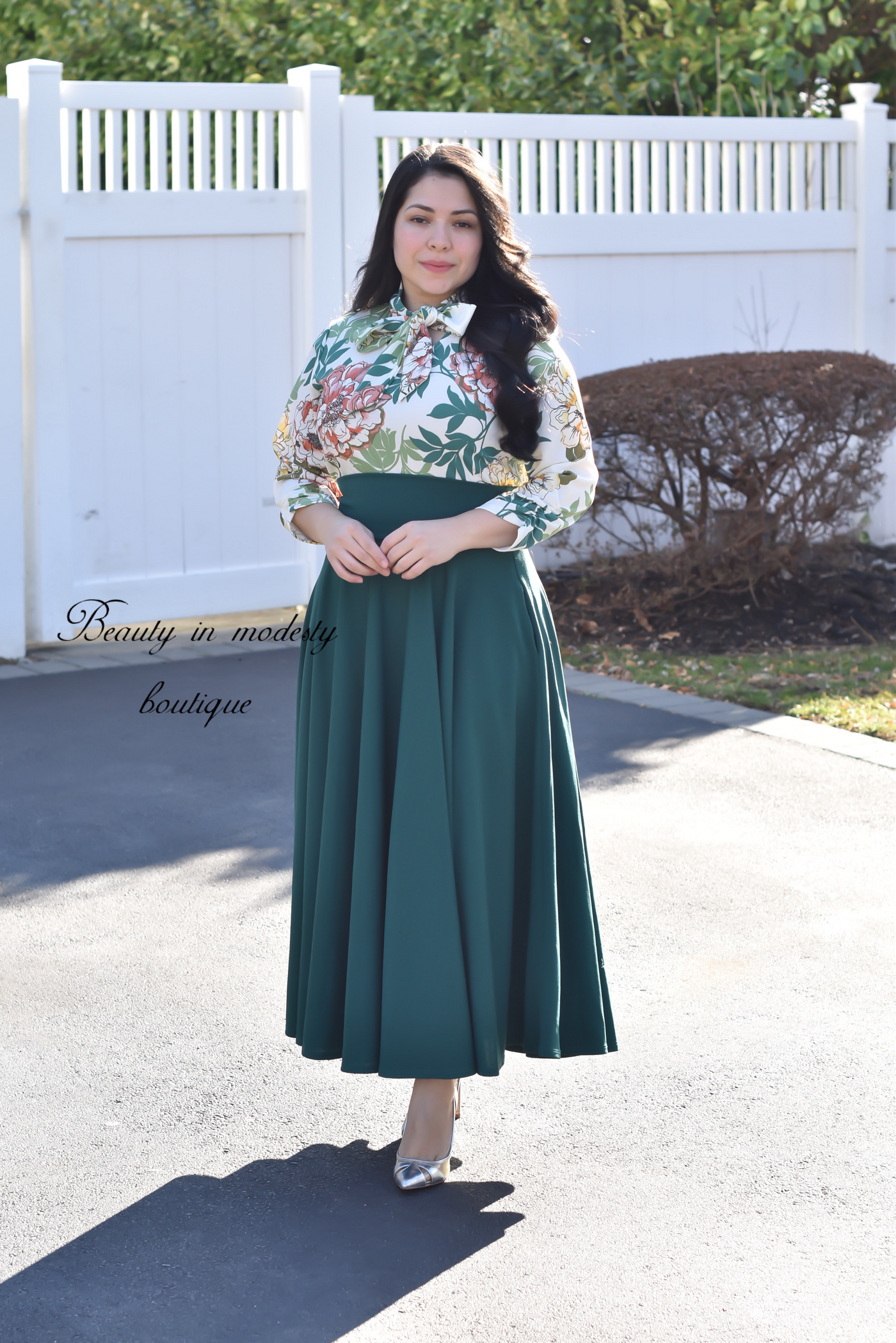 Ivory Green Bow Top