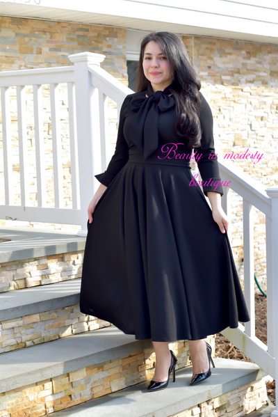 Abelina Black Midi Dress