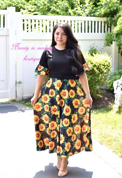 Sunflower Belted Maxi Dress