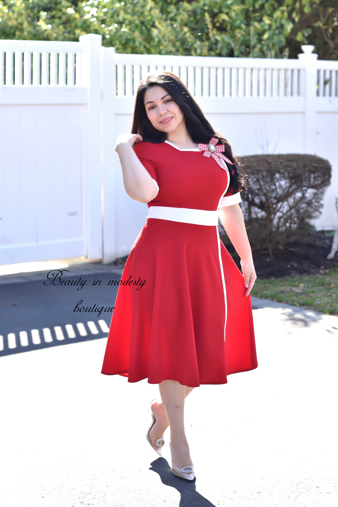 Meredith Red Midi Dress