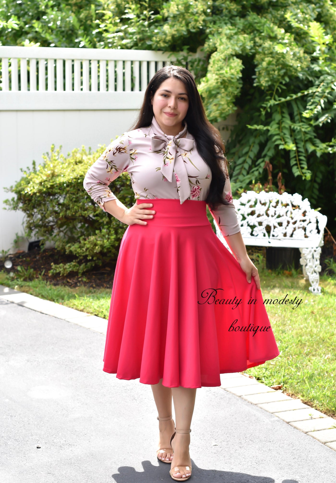 Beige Floral Bow Top