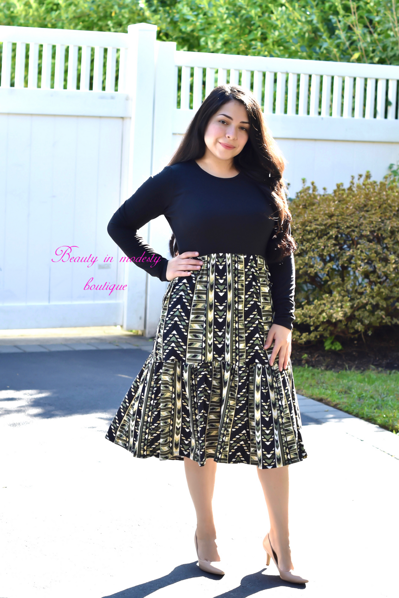 Azteca Black Midi Dress