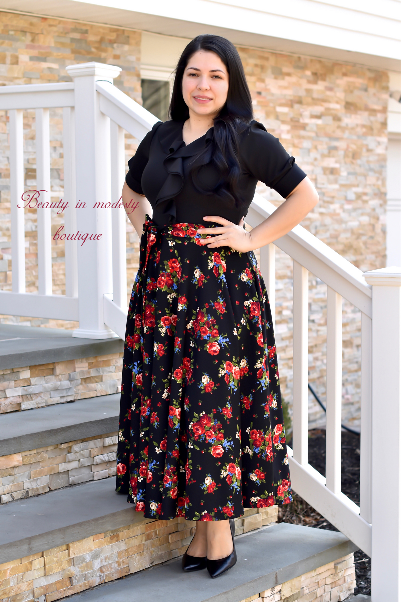 Amalia Black Midi Dress