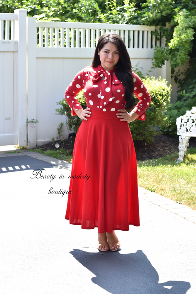 Red Midi Skirt